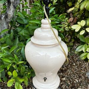 Beautiful Rare Vintage OffWhite Ginger Jar Large Table Lamp Porcelain MCM